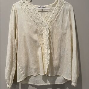 Madewell Cream Lace Detail Blouse
